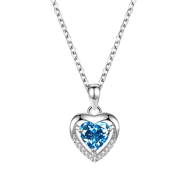 Pendant Necklace Rhinestones Blue Copper Women's Vintage Fashion Artistic Geometrical Heart Heart Shape Necklace For Street Daily Holiday