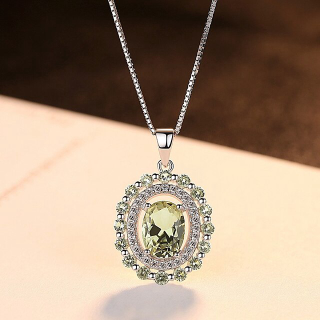 Necklace Clear Synthetic Diamond Blue Copper Women's Fashion Simple Classic Luminous Wedding Geometric Necklace For Wedding Engagement